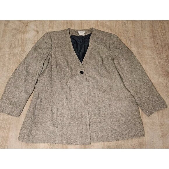 Worthington Womens Plus Size 20 Brown Suit Jacket Blazer Lined Single Button - Picture 1 of 6